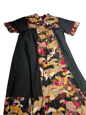 RM Hawaiian Aloha Muumuu Maxi Dress S/M Vintage Asian Floral Birds Excellent